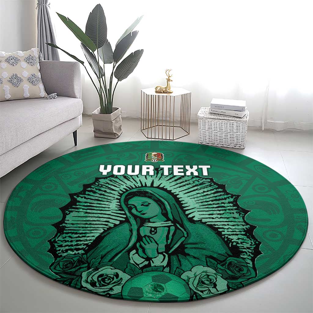 Custom Mexico Guadalupe Football Round Carpet Viva Mexico