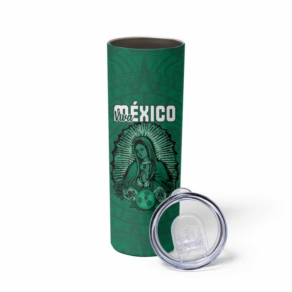 Custom Mexico Guadalupe Football Skinny Tumbler Viva Mexico