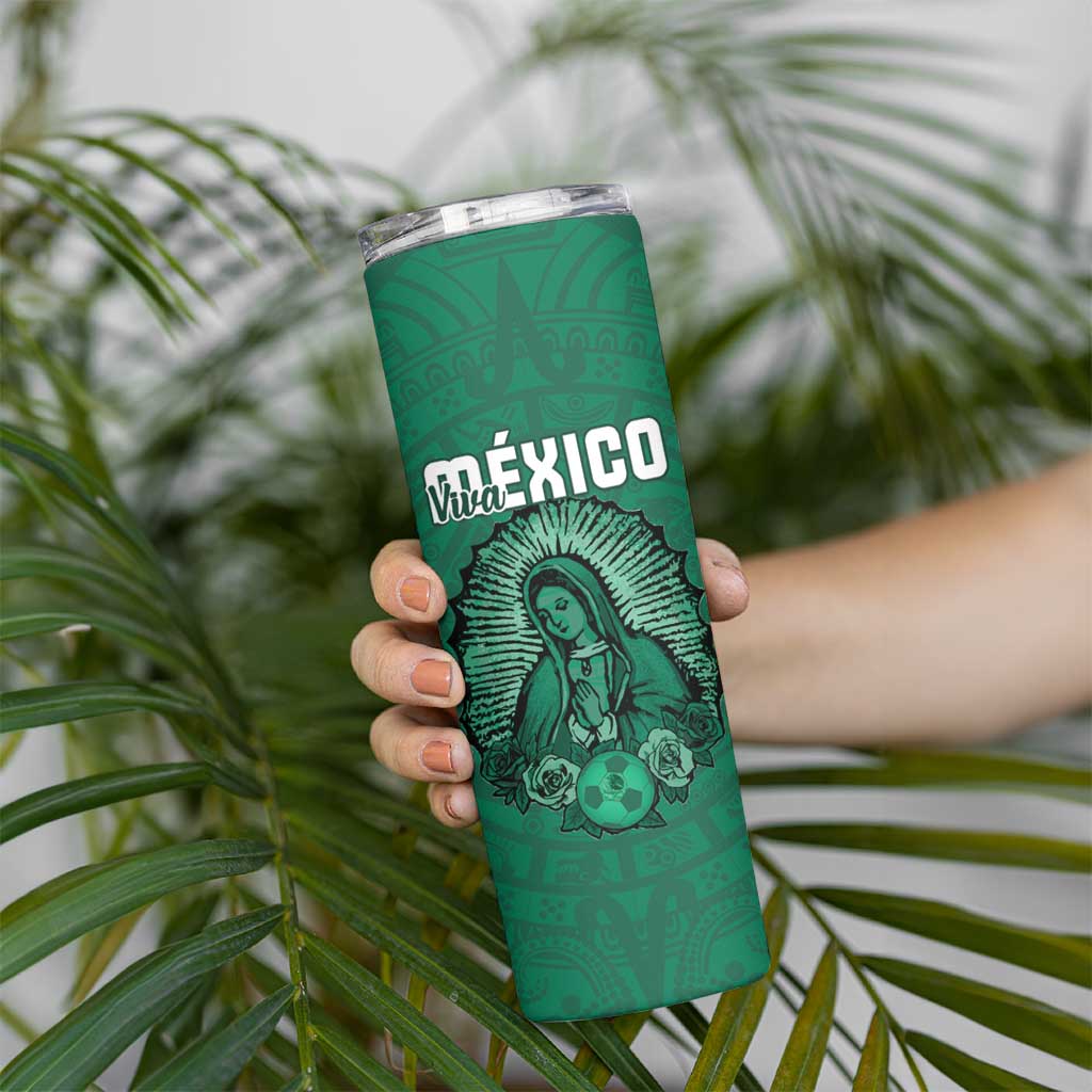 Custom Mexico Guadalupe Football Skinny Tumbler Viva Mexico