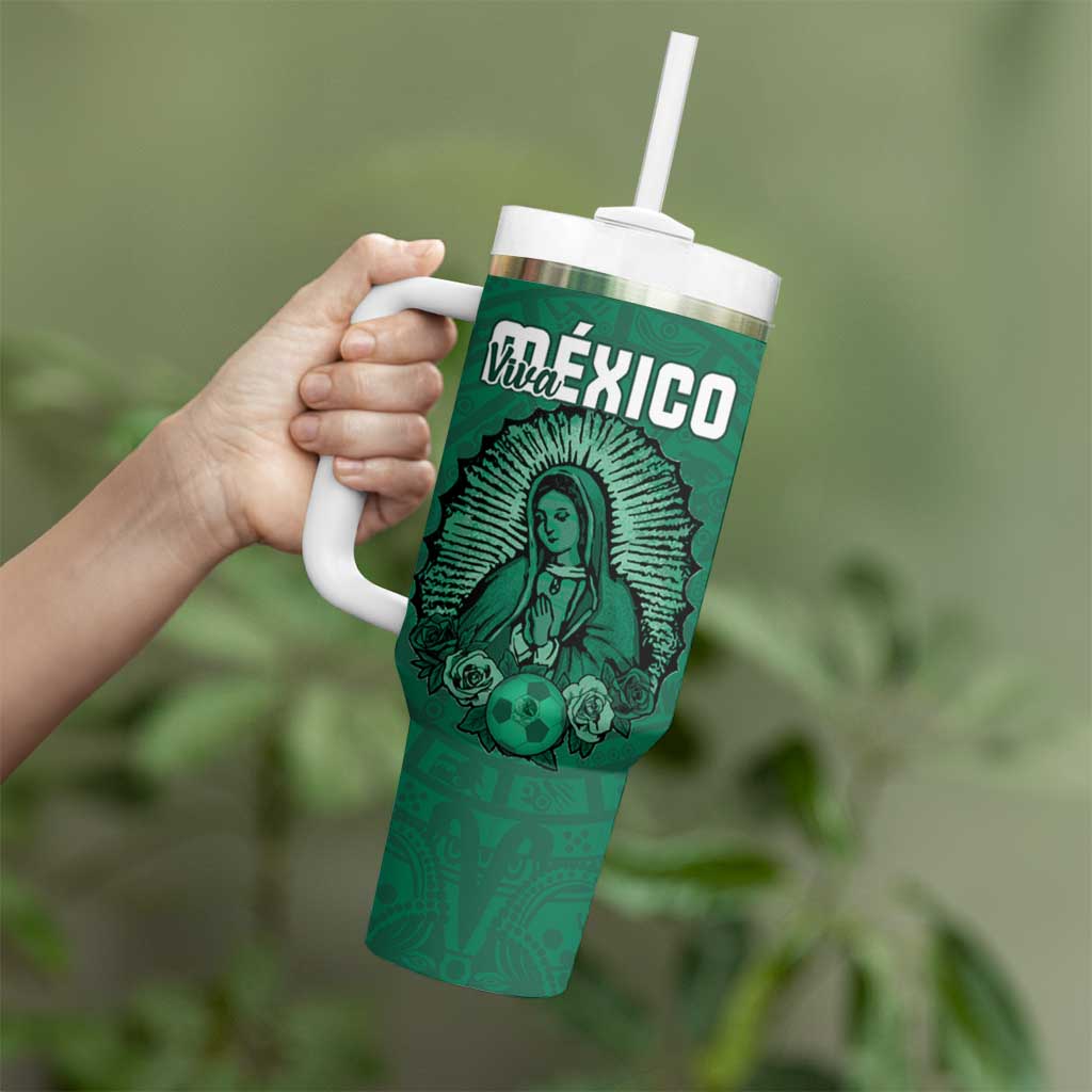 Custom Mexico Guadalupe Football Tumbler With Handle Viva Mexico