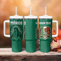 Custom Mexico Guadalupe Football Tumbler With Handle Viva Mexico