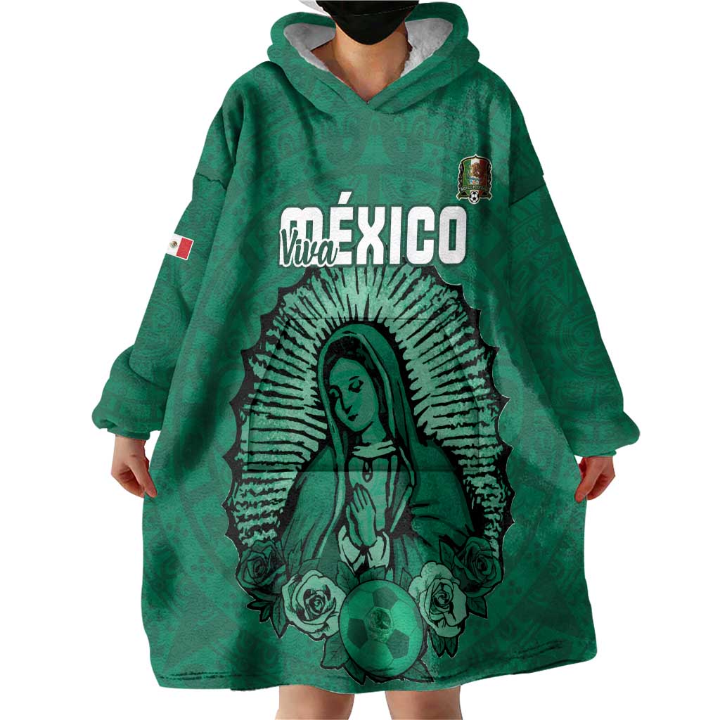 Custom Mexico Guadalupe Football Wearable Blanket Hoodie Viva Mexico
