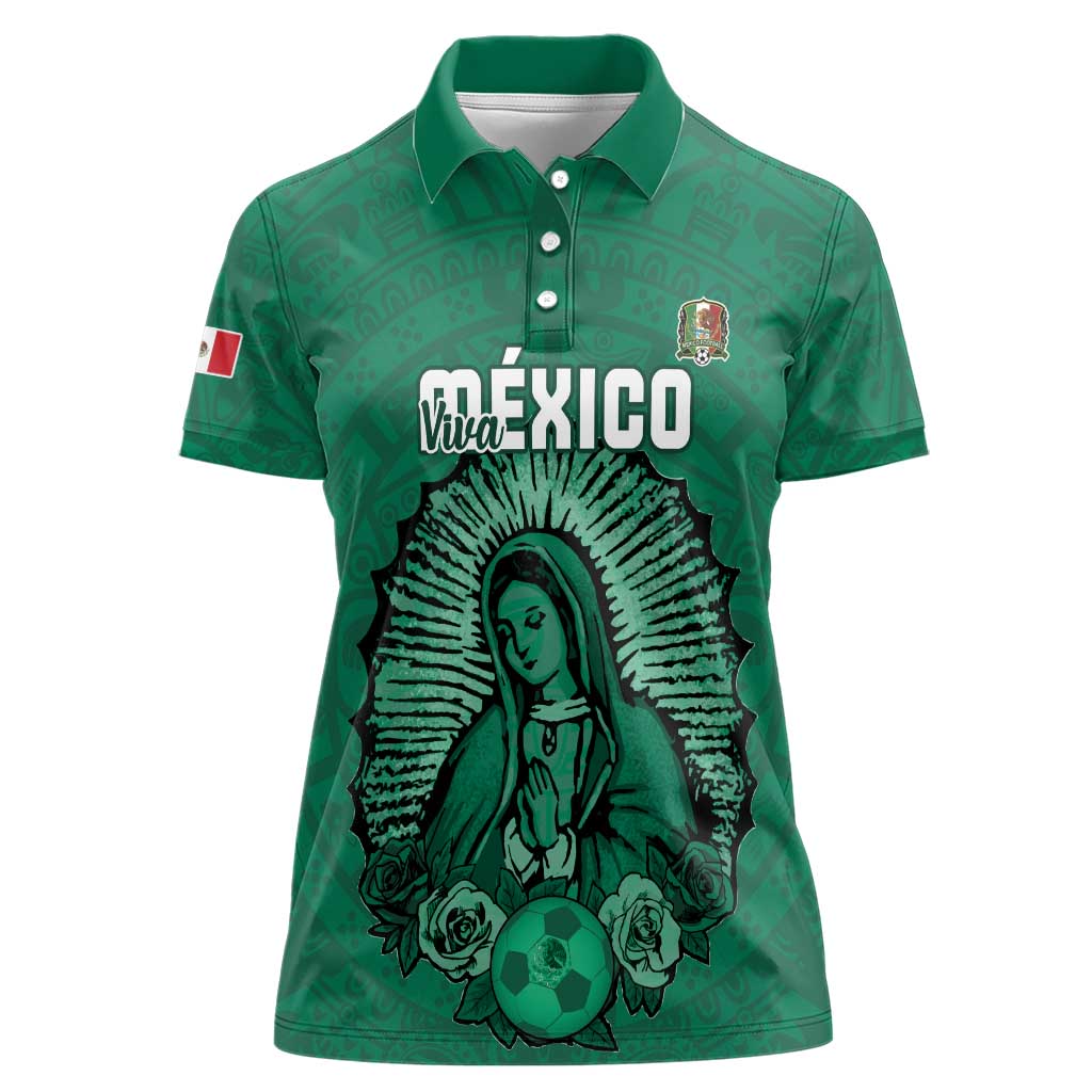 Custom Mexico Guadalupe Football Women Polo Shirt Viva Mexico