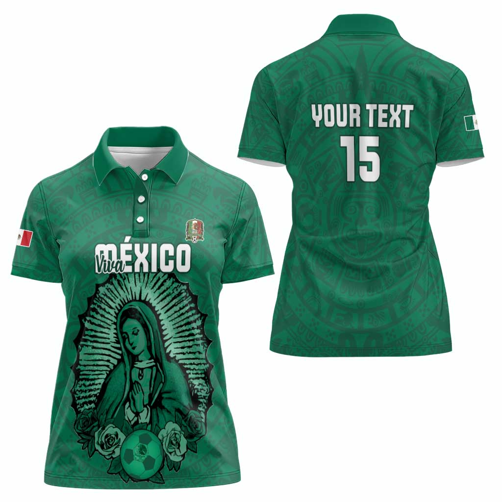 Custom Mexico Guadalupe Football Women Polo Shirt Viva Mexico