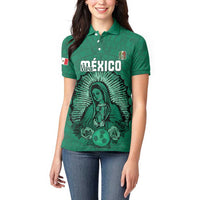 Custom Mexico Guadalupe Football Women Polo Shirt Viva Mexico