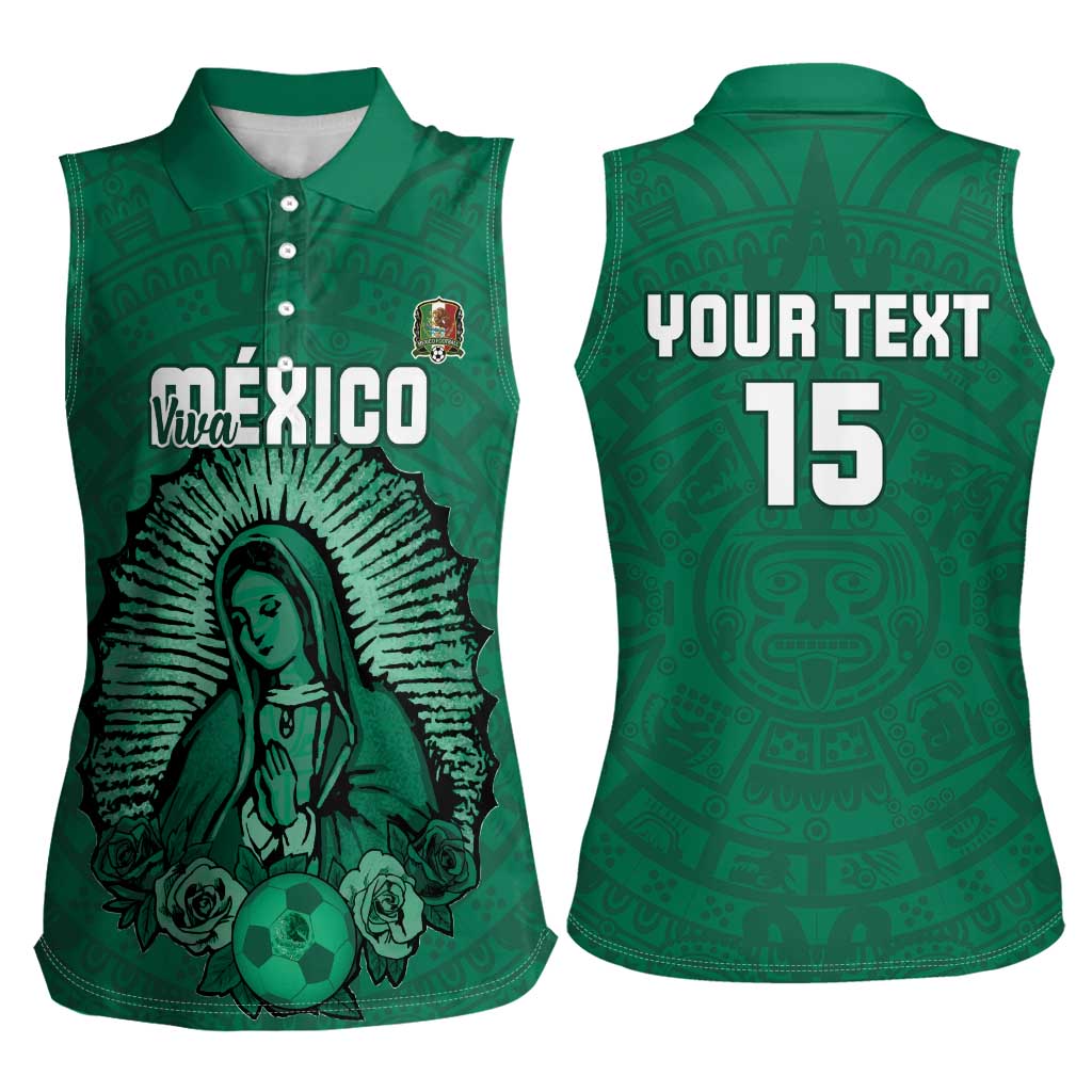 Custom Mexico Guadalupe Football Women Sleeveless Polo Shirt Viva Mexico
