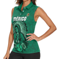 Custom Mexico Guadalupe Football Women Sleeveless Polo Shirt Viva Mexico