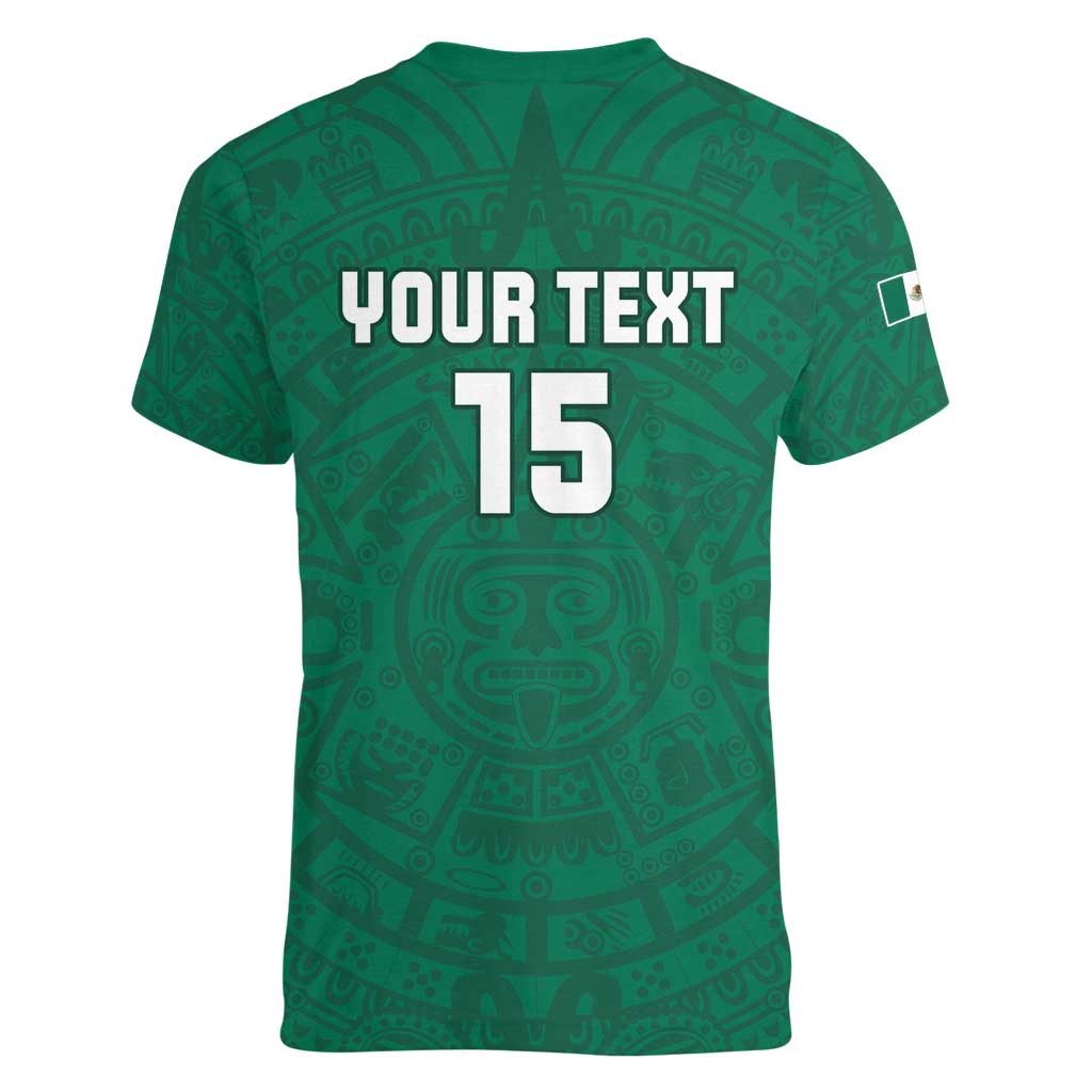 Custom Mexico Guadalupe Football Women V-Neck T-Shirt Viva Mexico