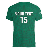 Custom Mexico Guadalupe Football Women V-Neck T-Shirt Viva Mexico