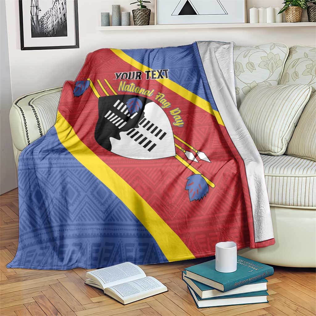 Personalized Eswatini National Flag Day Blanket Nguni Shield Flag Style