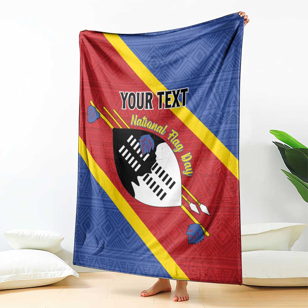 Personalized Eswatini National Flag Day Blanket Nguni Shield Flag Style