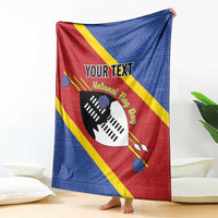 Personalized Eswatini National Flag Day Blanket Nguni Shield Flag Style