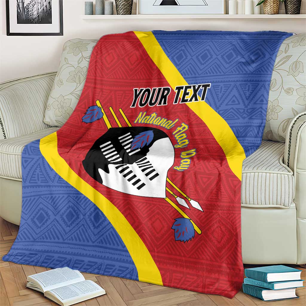 Personalized Eswatini National Flag Day Blanket Nguni Shield Flag Style