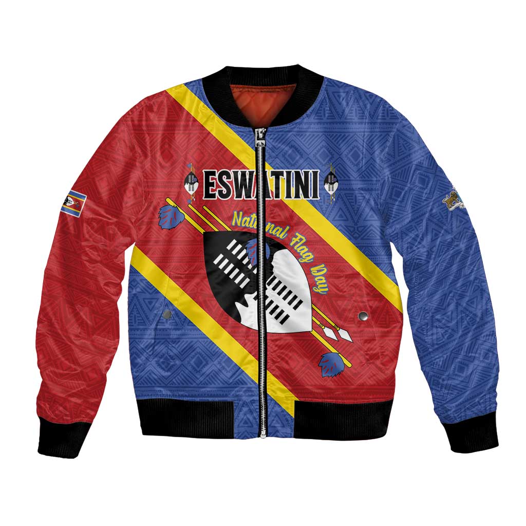 Personalized Eswatini National Flag Day Bomber Jacket Nguni Shield Flag Style