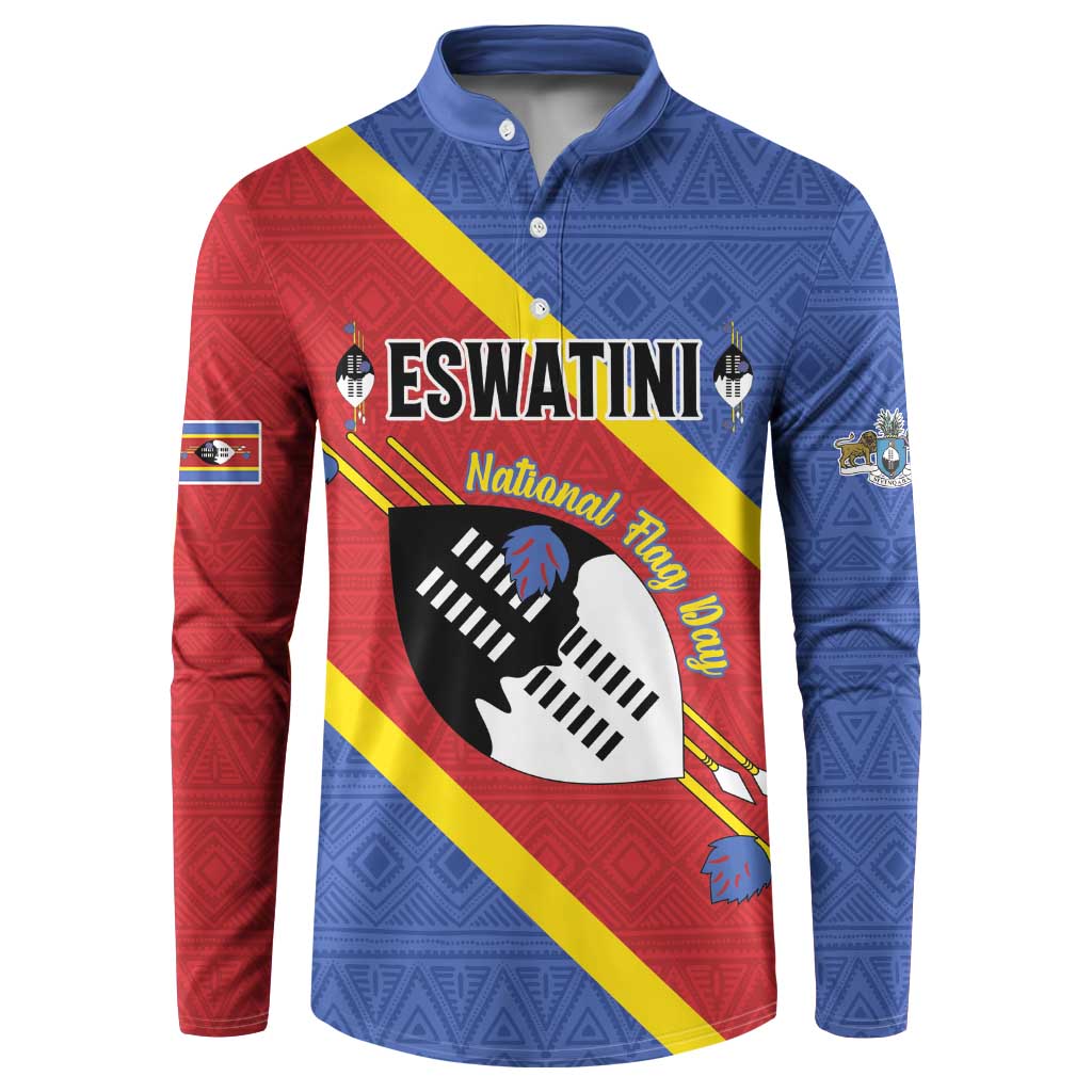 Personalized Eswatini National Flag Day Button Sweatshirt Nguni Shield Flag Style