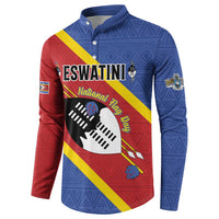 Personalized Eswatini National Flag Day Button Sweatshirt Nguni Shield Flag Style