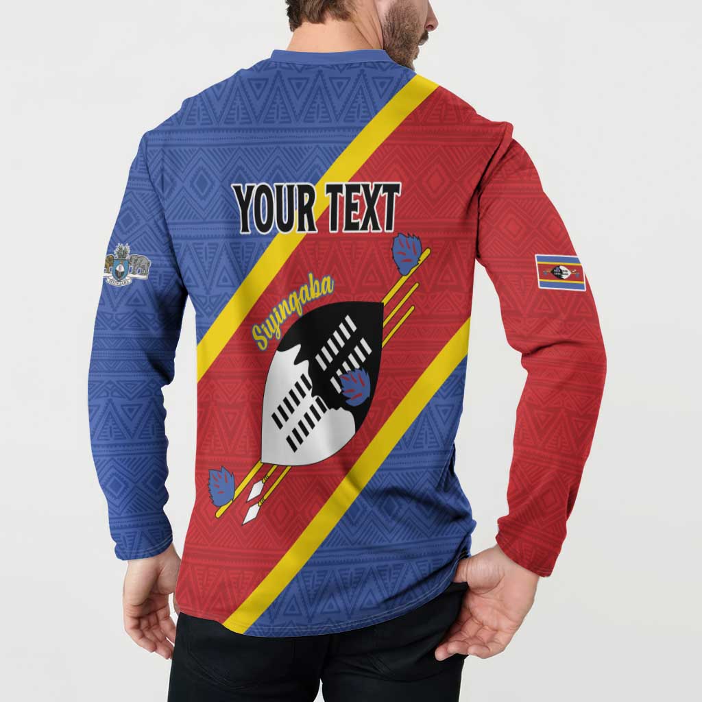 Personalized Eswatini National Flag Day Button Sweatshirt Nguni Shield Flag Style