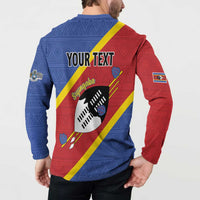 Personalized Eswatini National Flag Day Button Sweatshirt Nguni Shield Flag Style