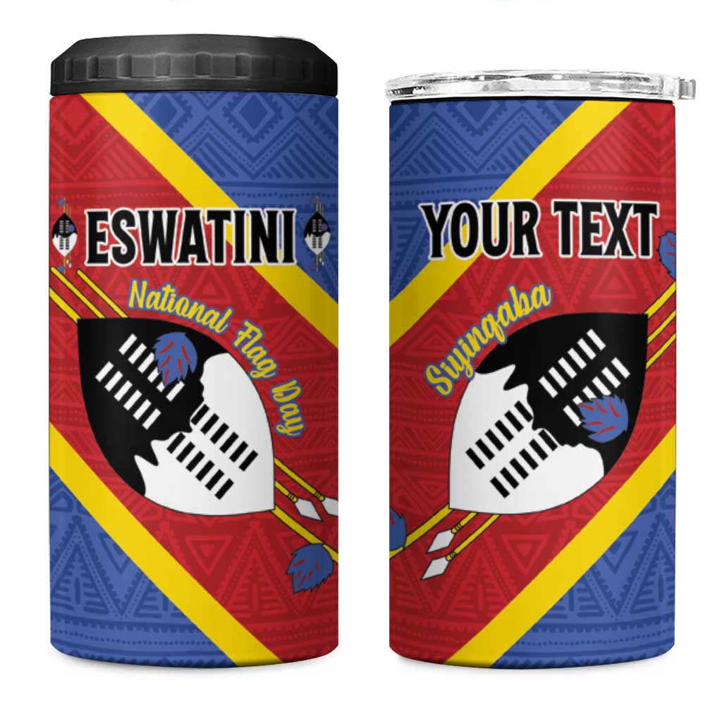 Personalized Eswatini National Flag Day 4 in 1 Can Cooler Tumbler Nguni Shield Flag Style