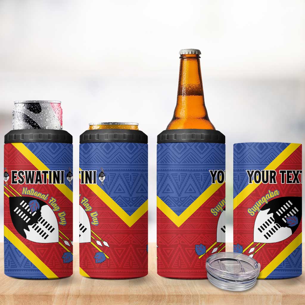 Personalized Eswatini National Flag Day 4 in 1 Can Cooler Tumbler Nguni Shield Flag Style