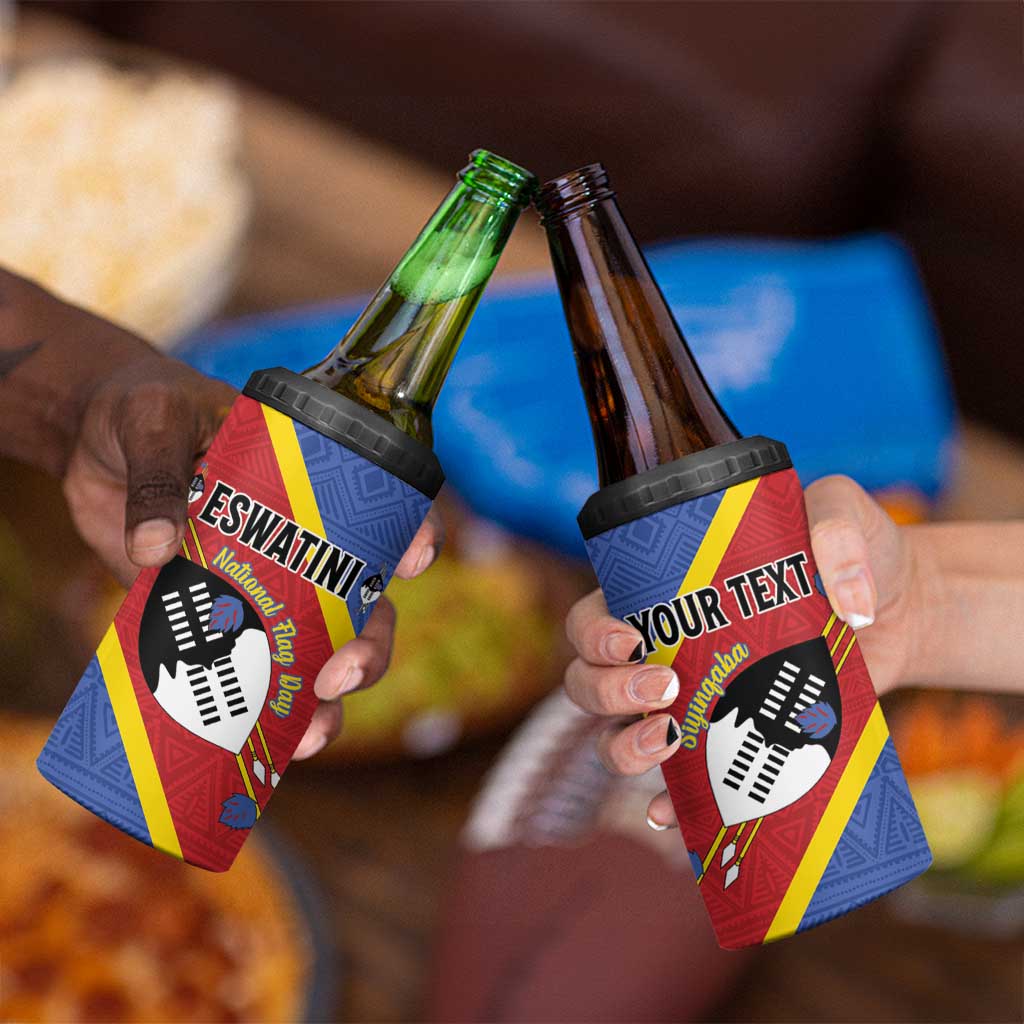 Personalized Eswatini National Flag Day 4 in 1 Can Cooler Tumbler Nguni Shield Flag Style