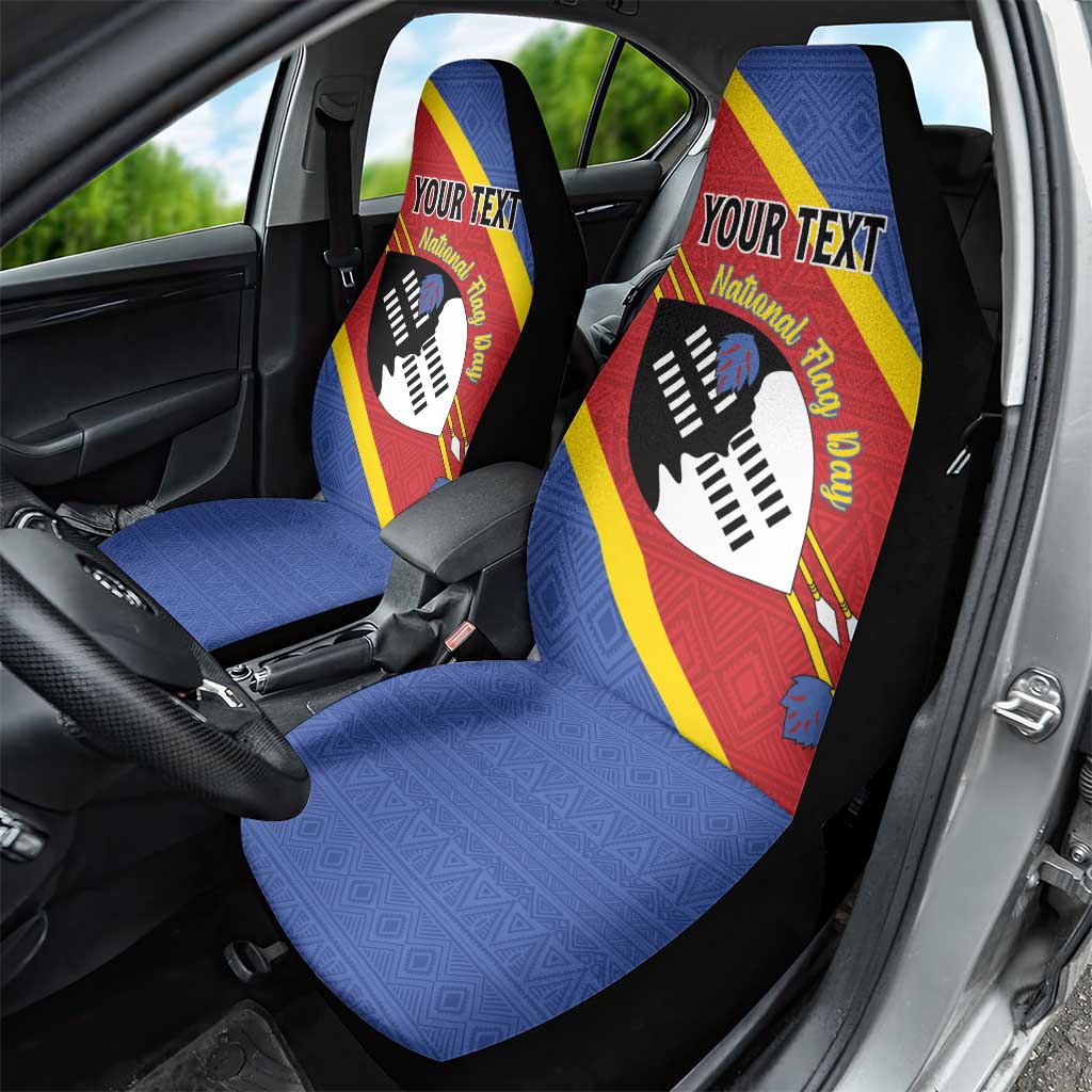 Personalized Eswatini National Flag Day Car Seat Cover Nguni Shield Flag Style