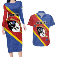 Personalized Eswatini National Flag Day Couples Matching Long Sleeve Bodycon Dress and Hawaiian Shirt Nguni Shield Flag Style
