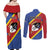 Personalized Eswatini National Flag Day Couples Matching Off Shoulder Maxi Dress and Long Sleeve Button Shirt Nguni Shield Flag Style