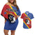 Personalized Eswatini National Flag Day Couples Matching Off Shoulder Short Dress and Hawaiian Shirt Nguni Shield Flag Style