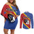 Personalized Eswatini National Flag Day Couples Matching Off Shoulder Short Dress and Long Sleeve Button Shirt Nguni Shield Flag Style