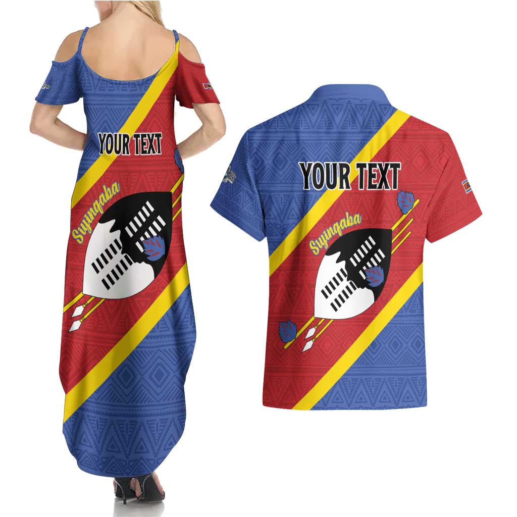 Personalized Eswatini National Flag Day Couples Matching Summer Maxi Dress and Hawaiian Shirt Nguni Shield Flag Style