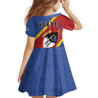 Personalized Eswatini National Flag Day Family Matching Off The Shoulder Long Sleeve Dress and Hawaiian Shirt Nguni Shield Flag Style