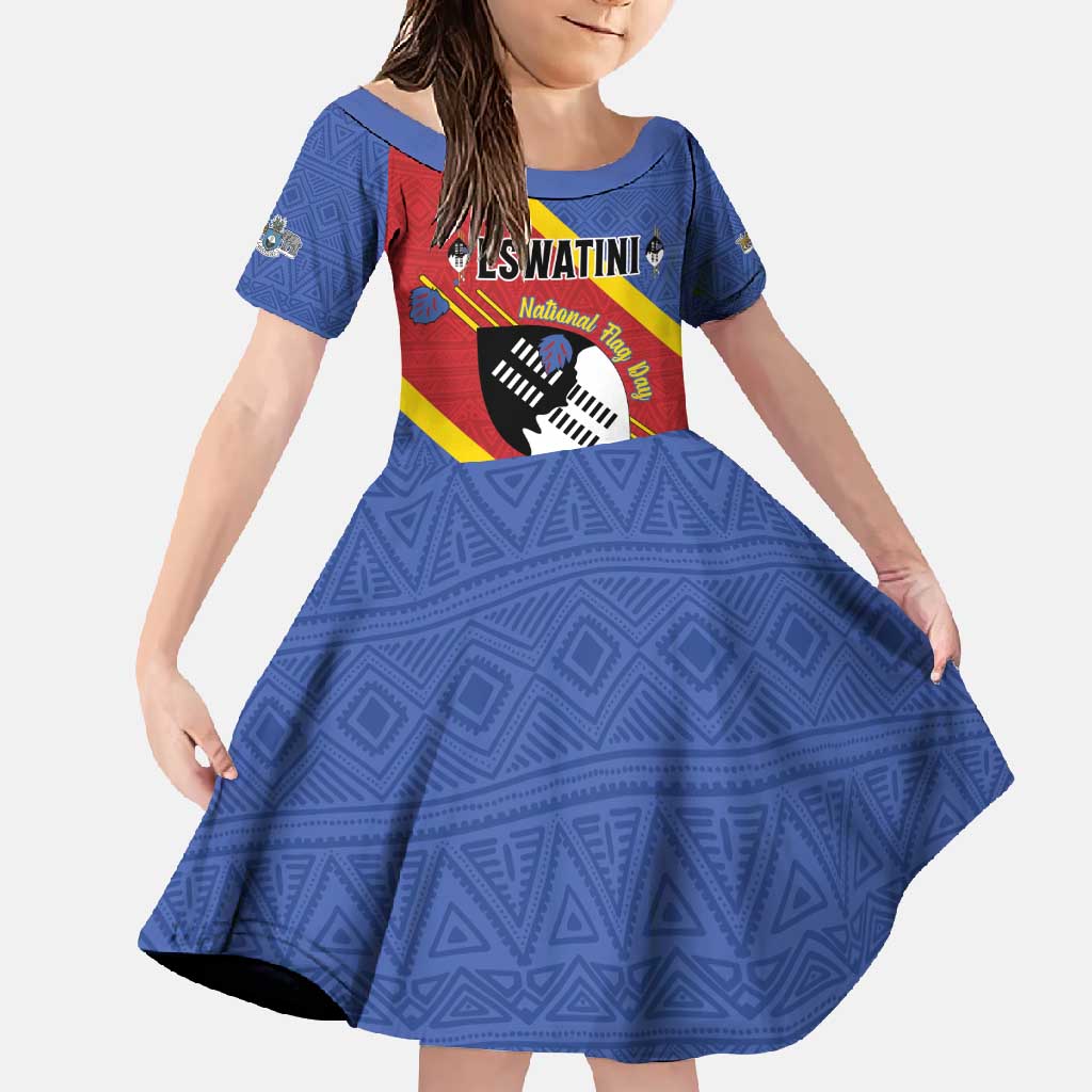 Personalized Eswatini National Flag Day Family Matching Off Shoulder Maxi Dress and Hawaiian Shirt Nguni Shield Flag Style