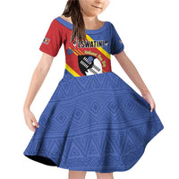 Personalized Eswatini National Flag Day Family Matching Off Shoulder Short Dress and Hawaiian Shirt Nguni Shield Flag Style