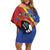 Personalized Eswatini National Flag Day Family Matching Off Shoulder Short Dress and Hawaiian Shirt Nguni Shield Flag Style