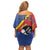 Personalized Eswatini National Flag Day Family Matching Off Shoulder Short Dress and Hawaiian Shirt Nguni Shield Flag Style