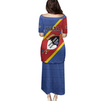 Personalized Eswatini National Flag Day Family Matching Puletasi and Hawaiian Shirt Nguni Shield Flag Style