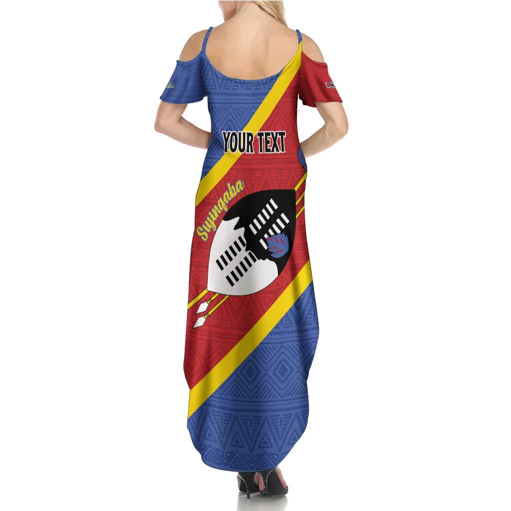 Personalized Eswatini National Flag Day Family Matching Summer Maxi Dress and Hawaiian Shirt Nguni Shield Flag Style