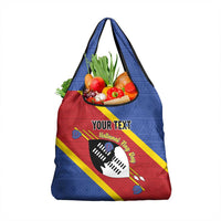 Personalized Eswatini National Flag Day Grocery Bag Nguni Shield Flag Style