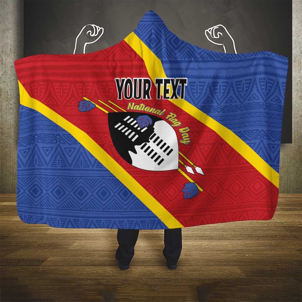 Personalized Eswatini National Flag Day Hooded Blanket Nguni Shield Flag Style