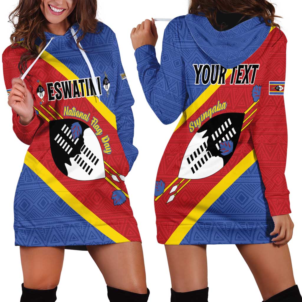Personalized Eswatini National Flag Day Hoodie Dress Nguni Shield Flag Style