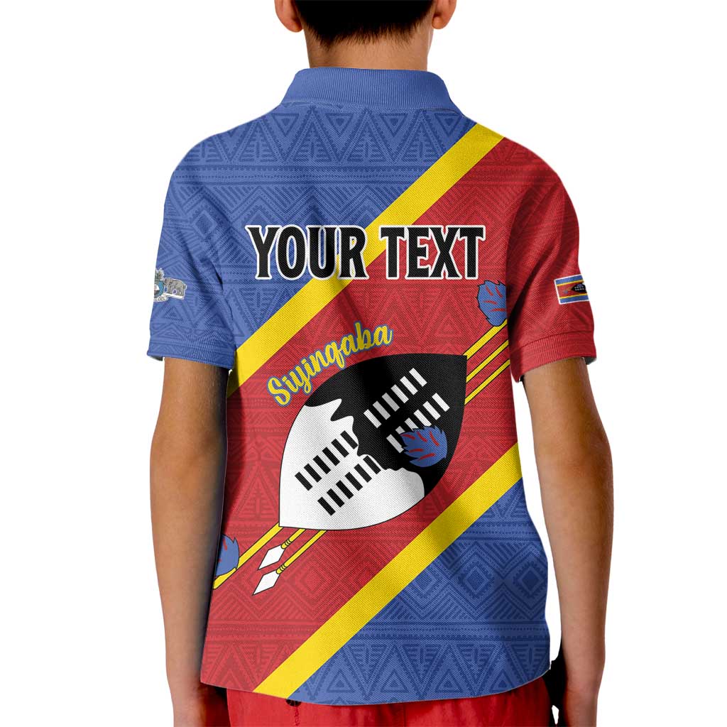 Personalized Eswatini National Flag Day Kid Polo Shirt Nguni Shield Flag Style