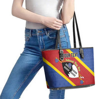 Personalized Eswatini National Flag Day Leather Tote Bag Nguni Shield Flag Style