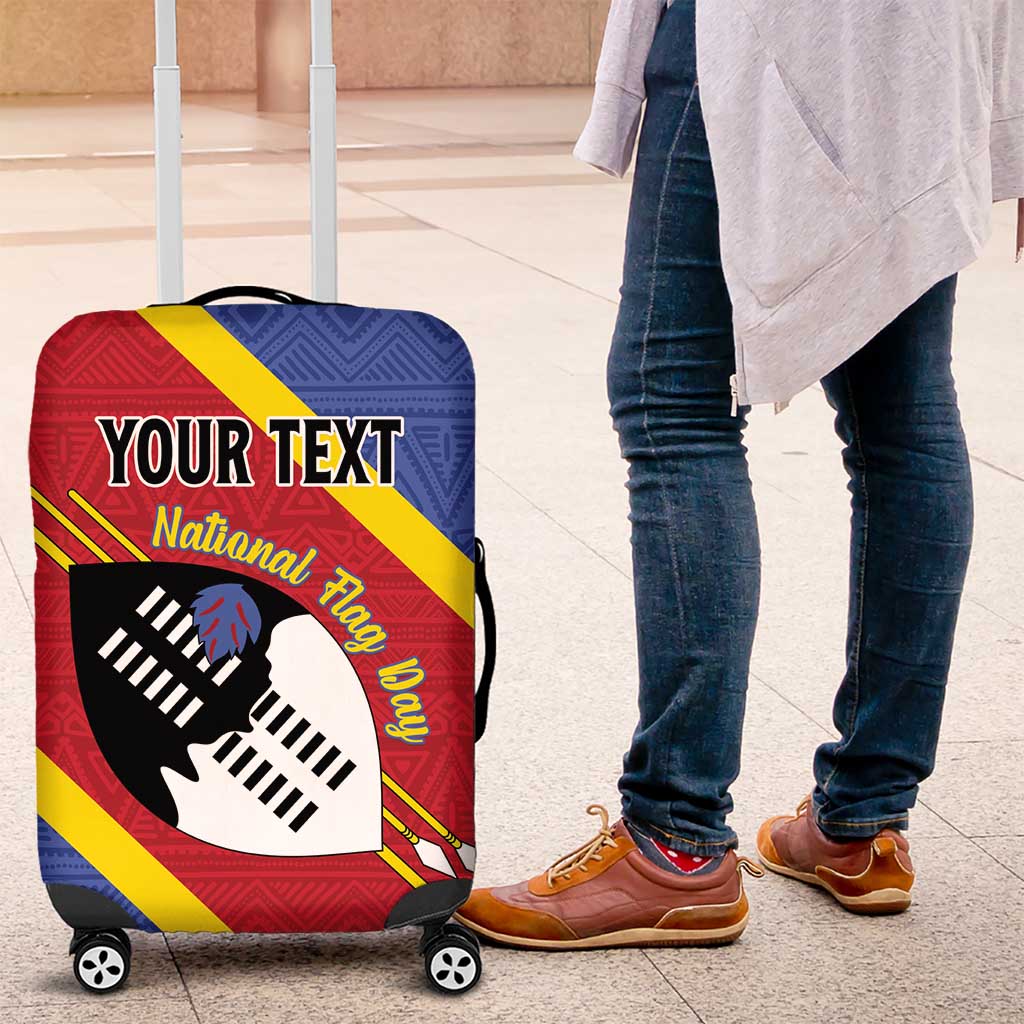 Personalized Eswatini National Flag Day Luggage Cover Nguni Shield Flag Style
