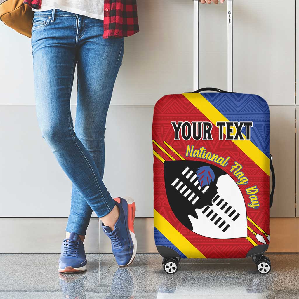 Personalized Eswatini National Flag Day Luggage Cover Nguni Shield Flag Style