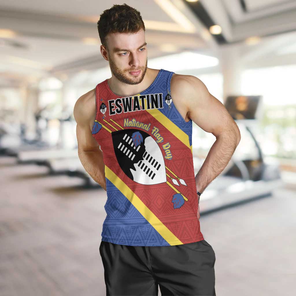 Personalized Eswatini National Flag Day Men Tank Top Nguni Shield Flag Style