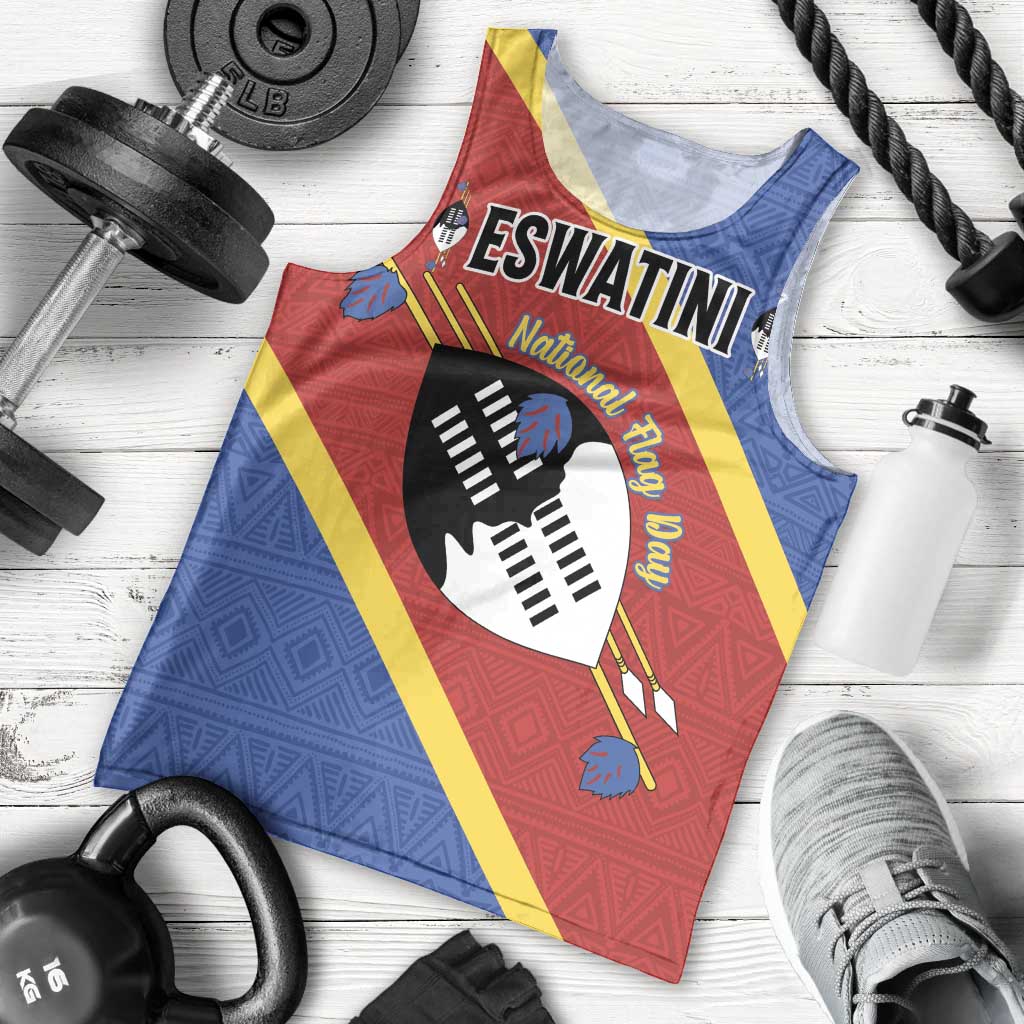 Personalized Eswatini National Flag Day Men Tank Top Nguni Shield Flag Style