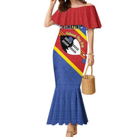 Personalized Eswatini National Flag Day Mermaid Dress Nguni Shield Flag Style