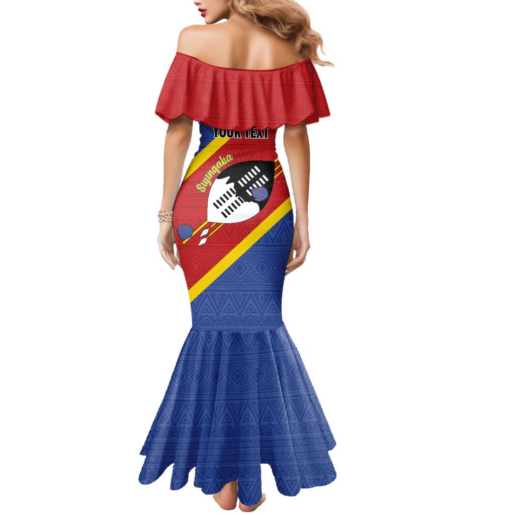 Personalized Eswatini National Flag Day Mermaid Dress Nguni Shield Flag Style
