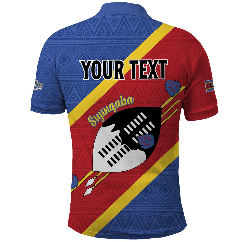 Personalized Eswatini National Flag Day Polo Shirt Nguni Shield Flag Style
